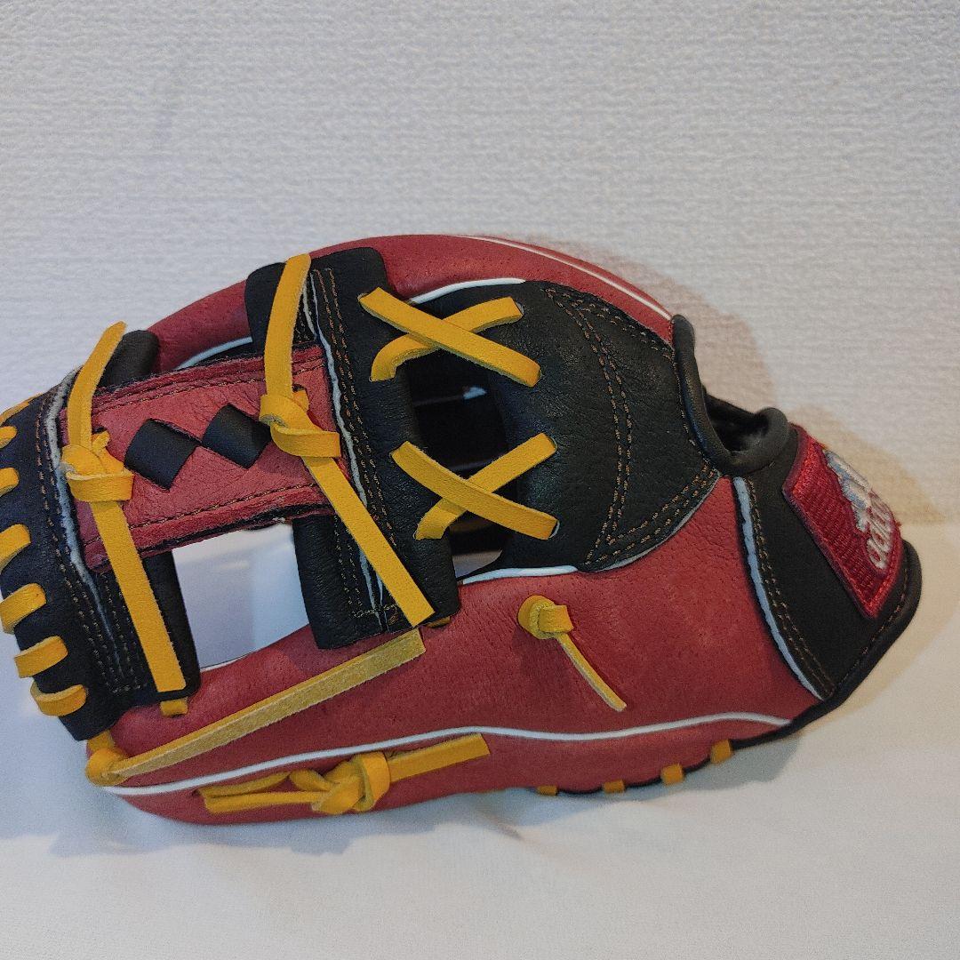 adidas　希少　少年野球　軟式　左投げ　グローブ ブラック×レッド