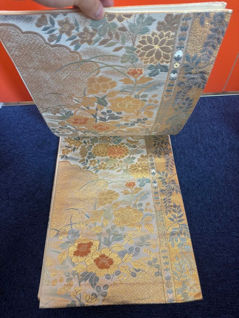 1930 袋帯 古代彫金紋  西陣織   金糸　高級上質上品　約440cm