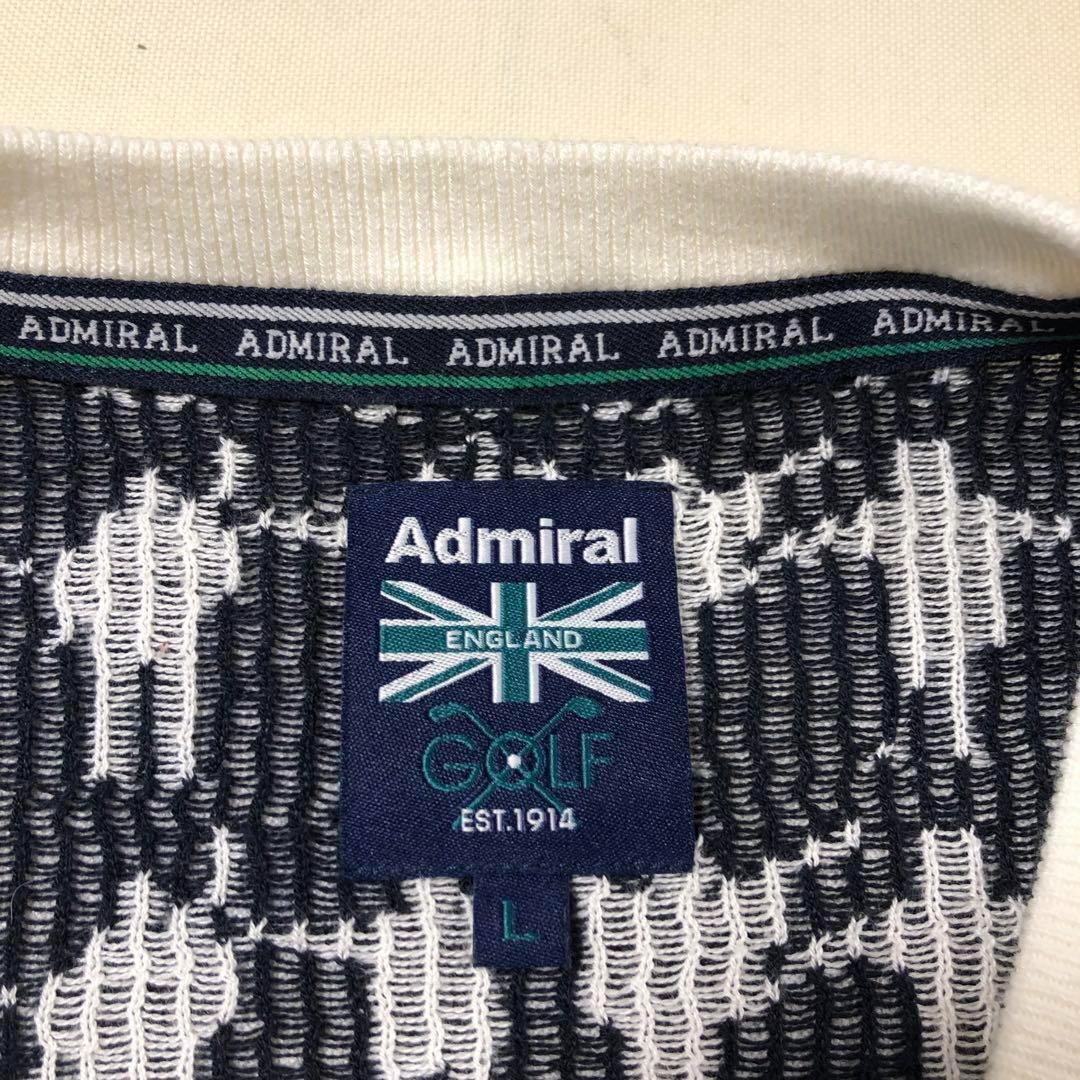 アドミラルゴルフ ビートルズ コラボ ニット ホワイト 総柄 Lサイズ