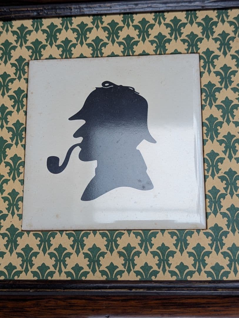 イギリスアンティーク シャーロックホームズ シルエットタイル 19世紀額装