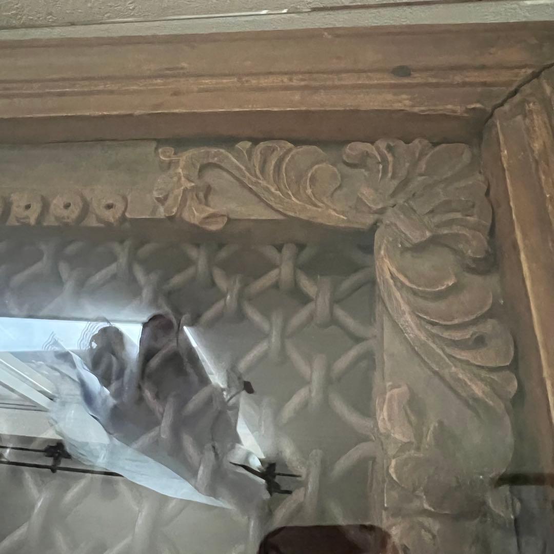 【たのメル便】アンティークインド家具 彫刻装飾付き鉄製×木製座卓