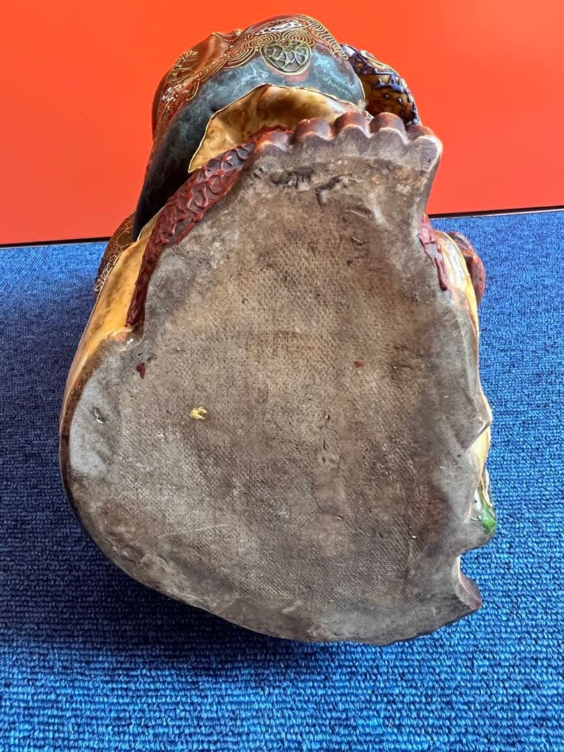 1067  九谷焼  色絵金襴手布袋像 置物  時代物