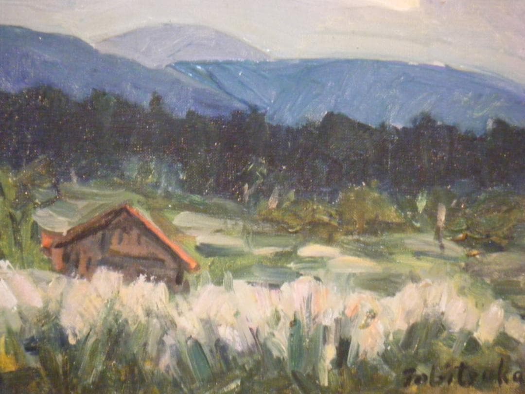 【真作】絵画　飛塚安吉　油彩3号　蔵王初秋　示現会　逸品　M199