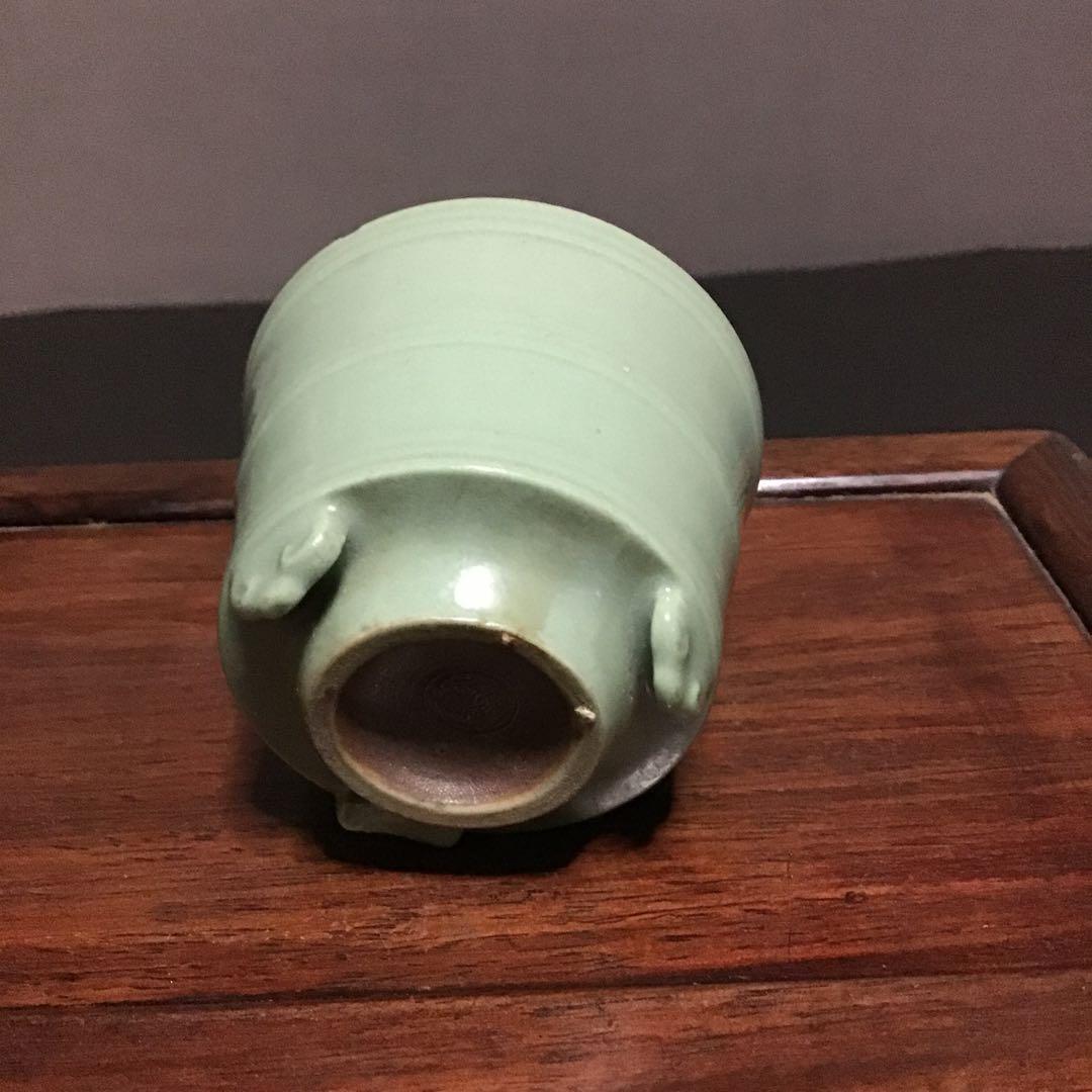 上村松篁(在銘)青磁銀火屋　香炉　台付　楽吉左衛門陶芸指導