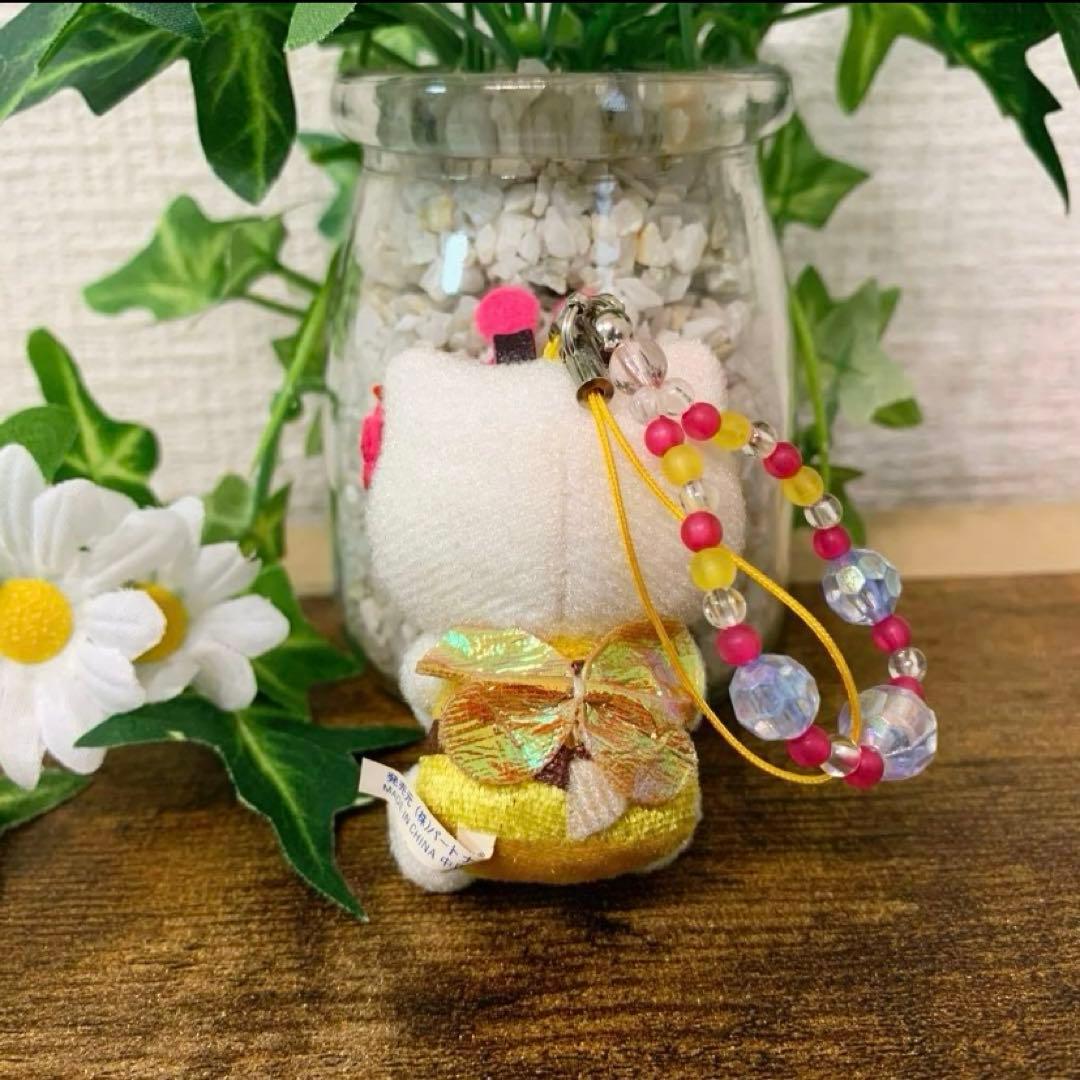 激レア　ハローキティ ミツバチ マスコットビーズ付き　キーホルダー ストラップ