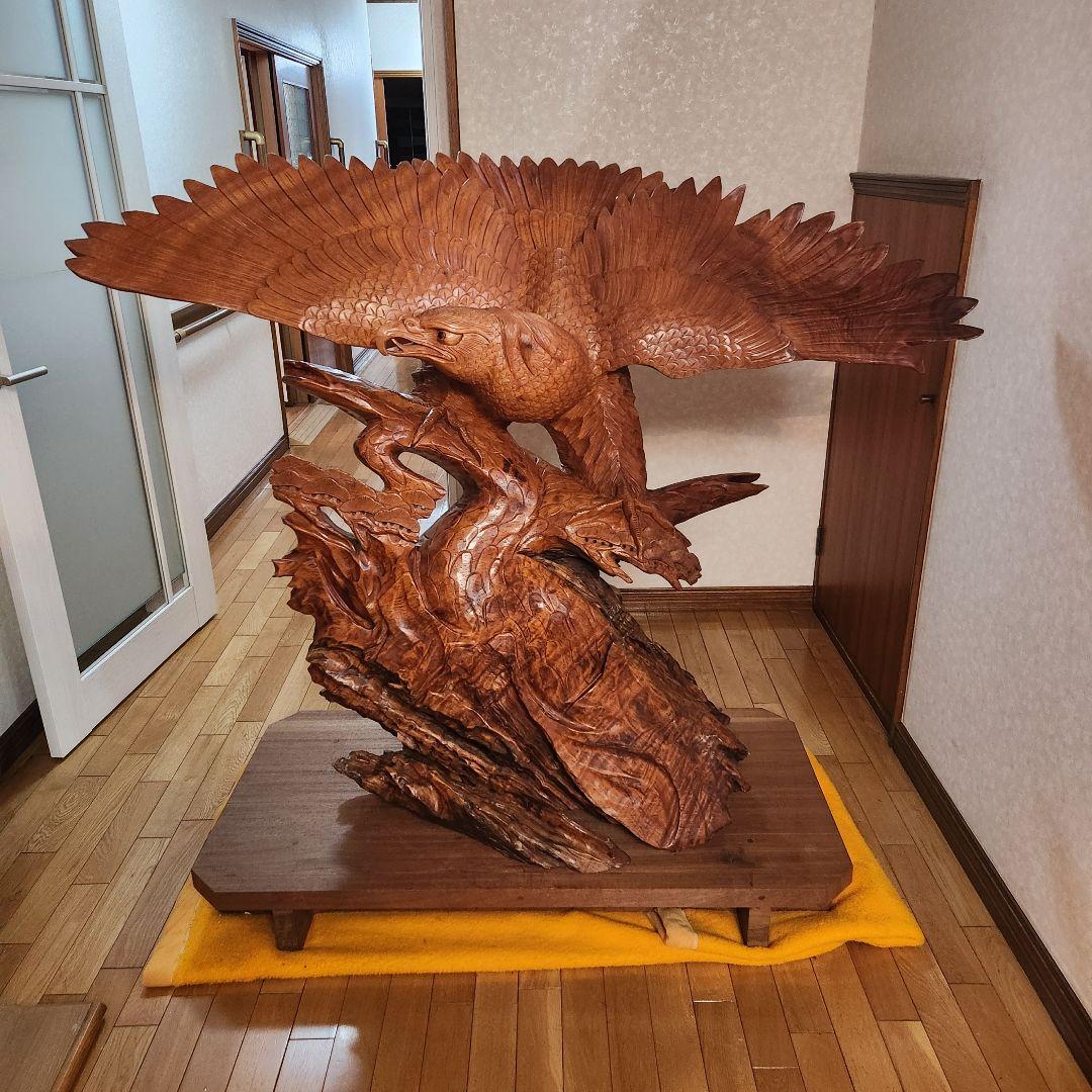 ※直接引取限定※ 特大 鷲(鷹)の木彫り