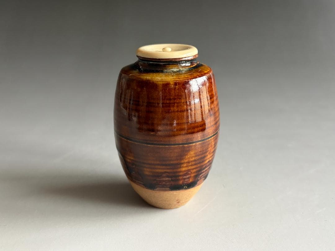 秀久作　瀬戸釉茶入　久田宗也　尋牛斎書付　銘「瑞雲」　茶道具　表千家