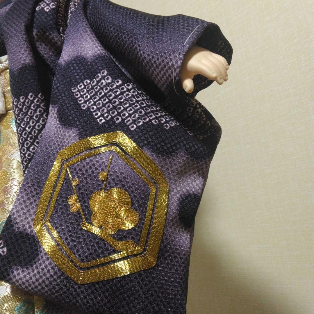 市松人形　絞り染め　金刺しゅう　金彩　寿宝作　ガラスケース付き　４５cm