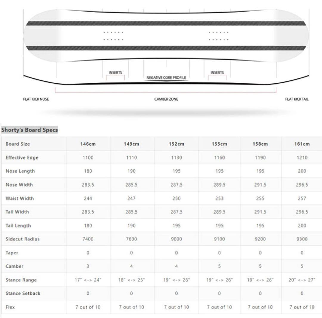 Shorty's スノーボード ホワイト25 26