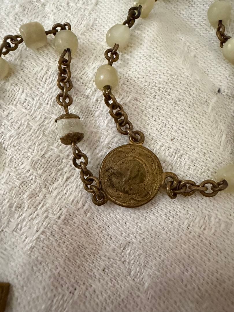 フランスアンティーク1920–30s ポーチ付き マザーオブパール ロザリオ