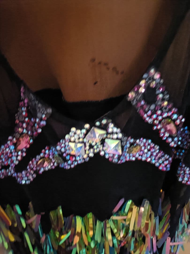 社交ダンス用ビーズ装飾ドレス