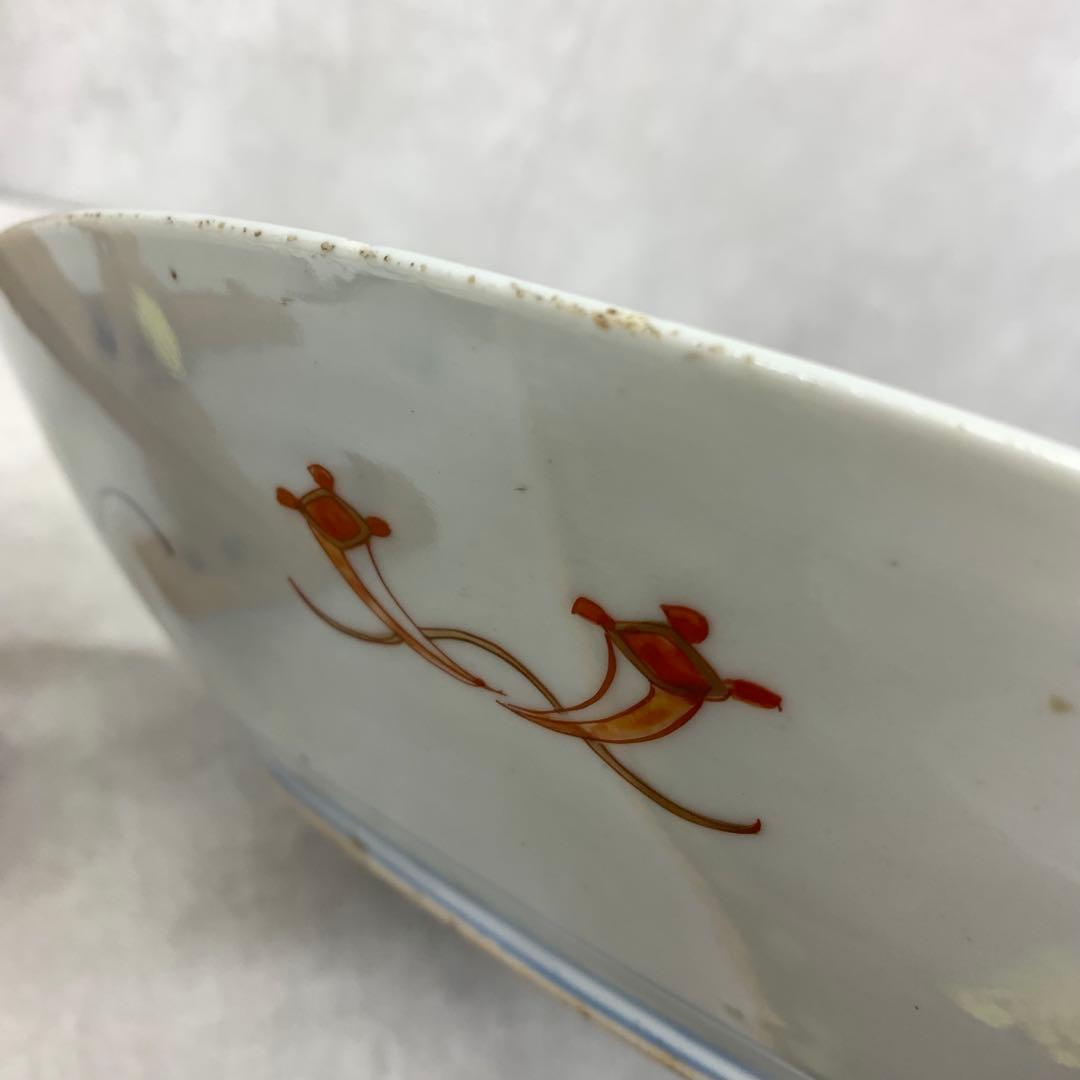 大皿 直径46cm 龍虎 鳳凰 色絵 伊万里 有田 縁起 アンティーク ⑦