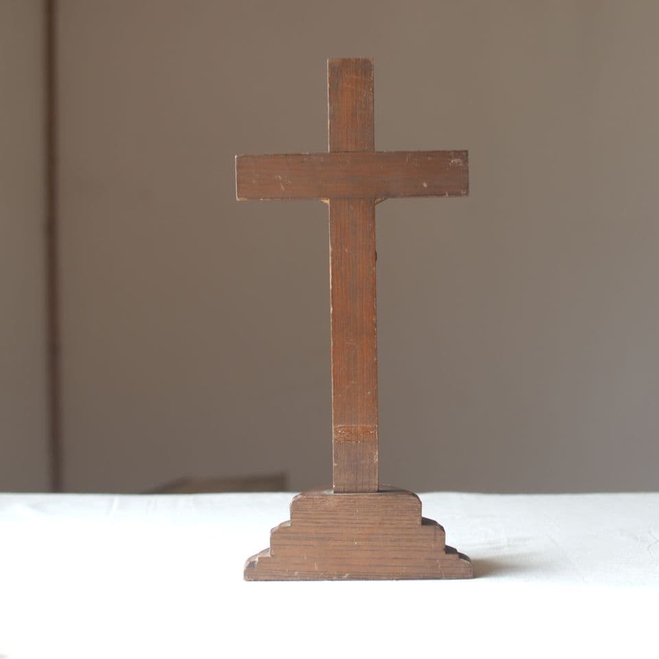 木製金属製十字架 イエス・キリスト像