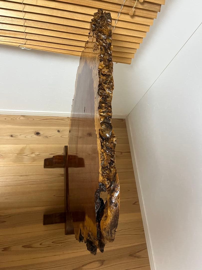 【希少】花梨瘤 衝立 一枚板 天然木 玉杢 花梨瘤杢 スタンド付）