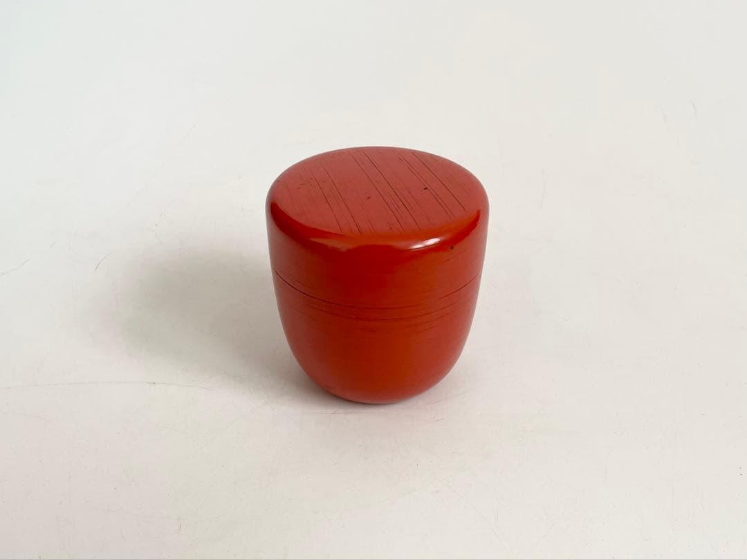 堅地塗師　宗達　漆　朱　刷毛目　棗　根来　共箱　茶道具