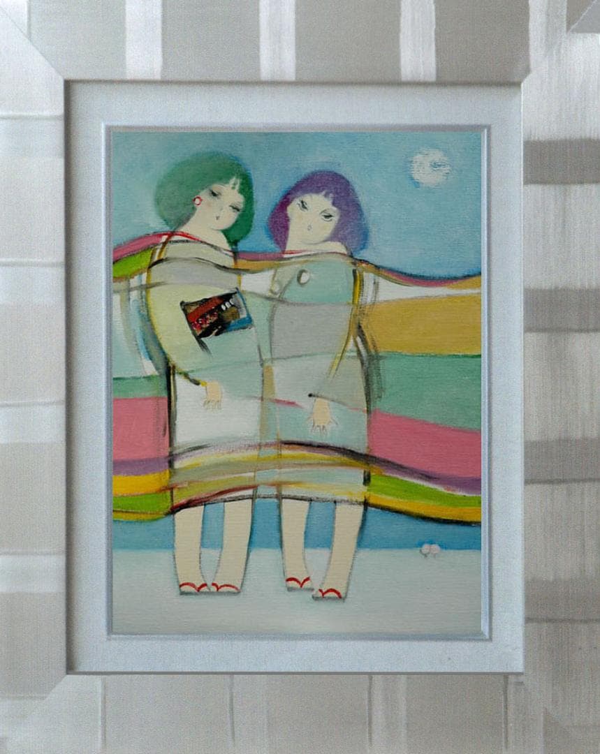 油絵 菅家令子 絵 絵画 インテリア F6-083711 人物 雪国の子供たち