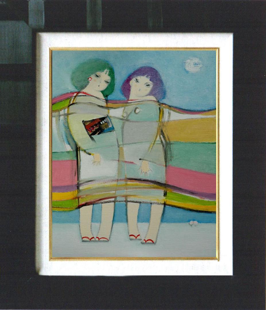 油絵 菅家令子 絵 絵画 インテリア F6-083711 人物 雪国の子供たち