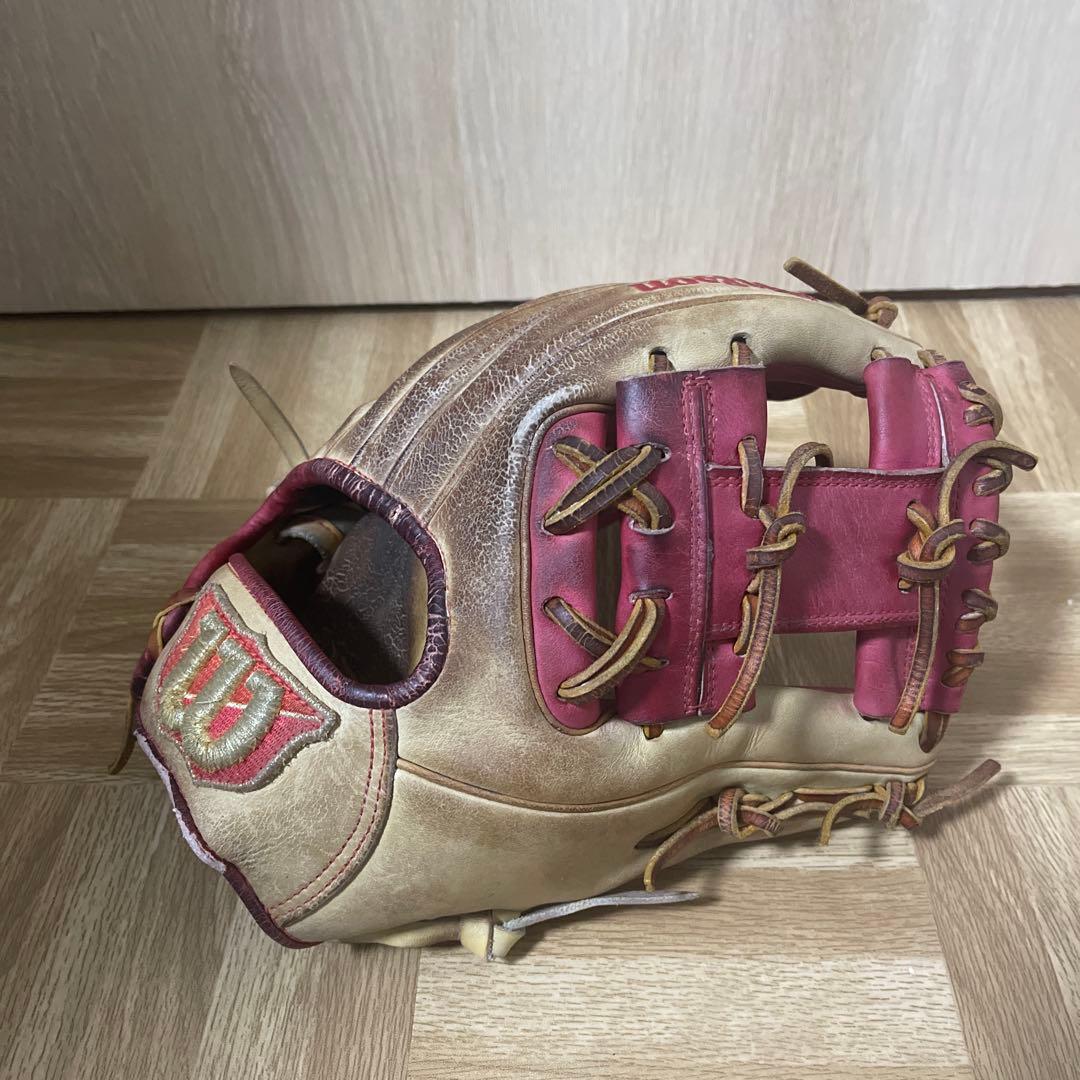 Wilson 軟式グローブ ベージュ/赤　内野