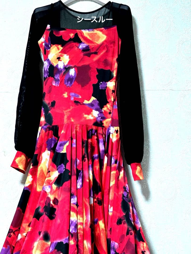 花柄ロングドレス・社交ダンス　パーティー