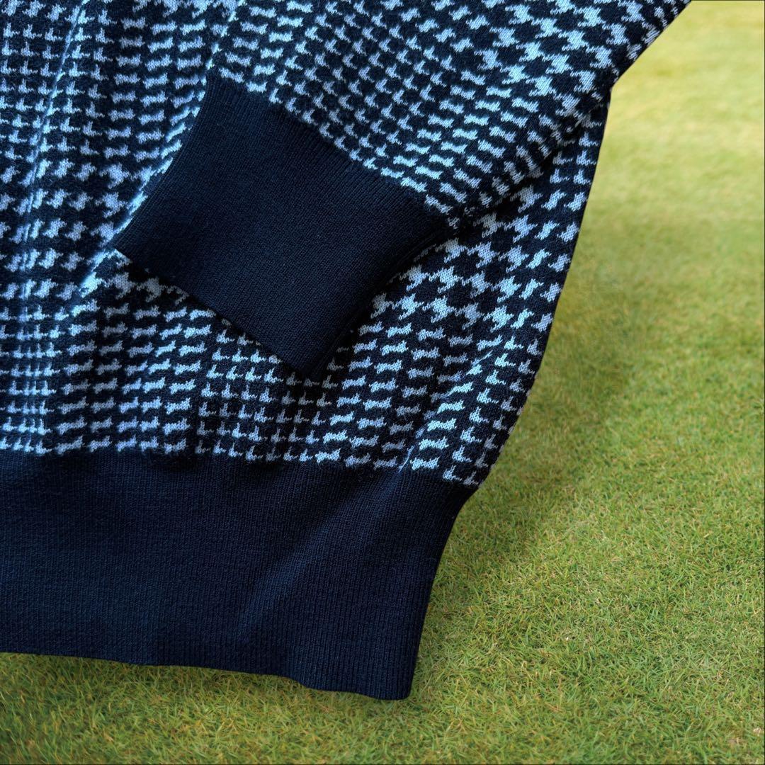 極美品　ウール100% パーリーゲイツ　ニット　M〜L相当　千鳥格子　黒　白　4