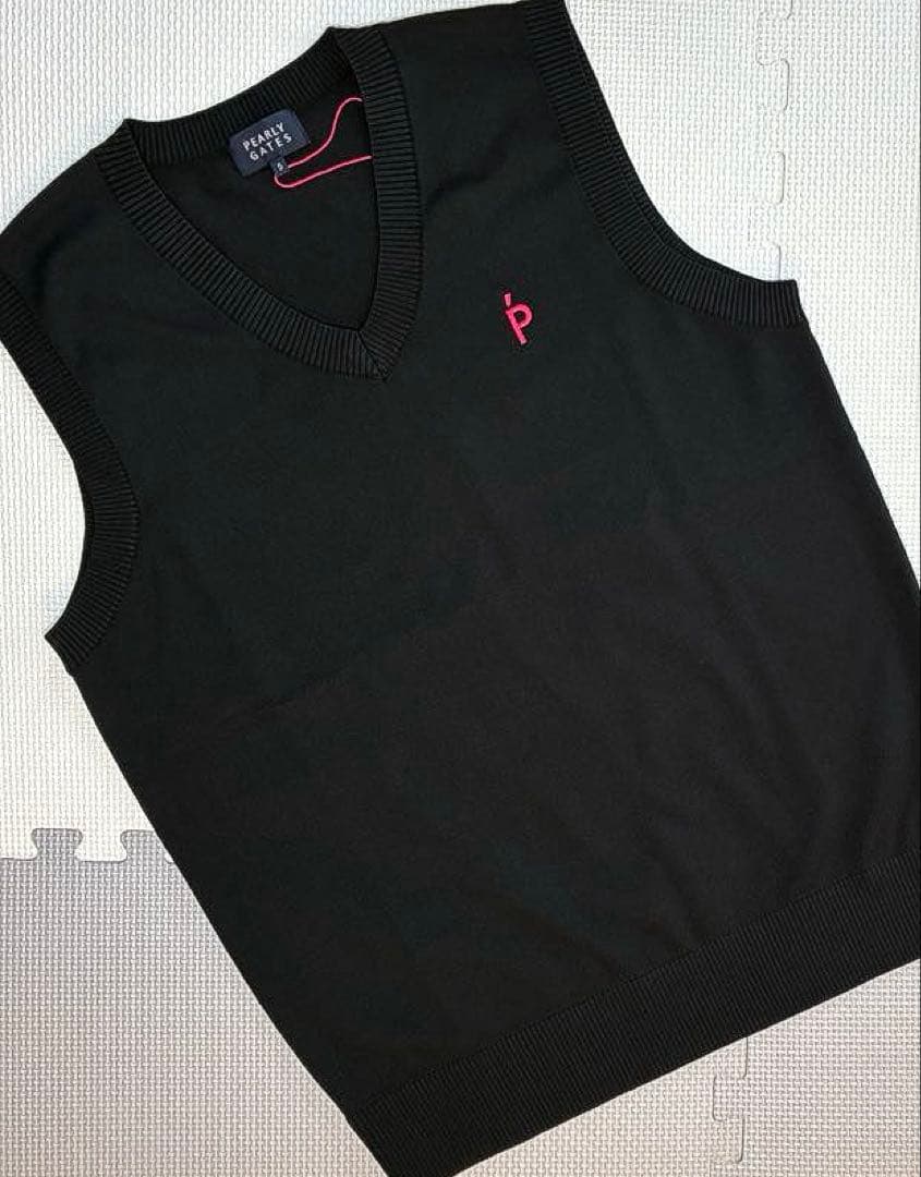 パーリーゲイツ 光栓50ポリエステルニットベスト（BLACK／5）