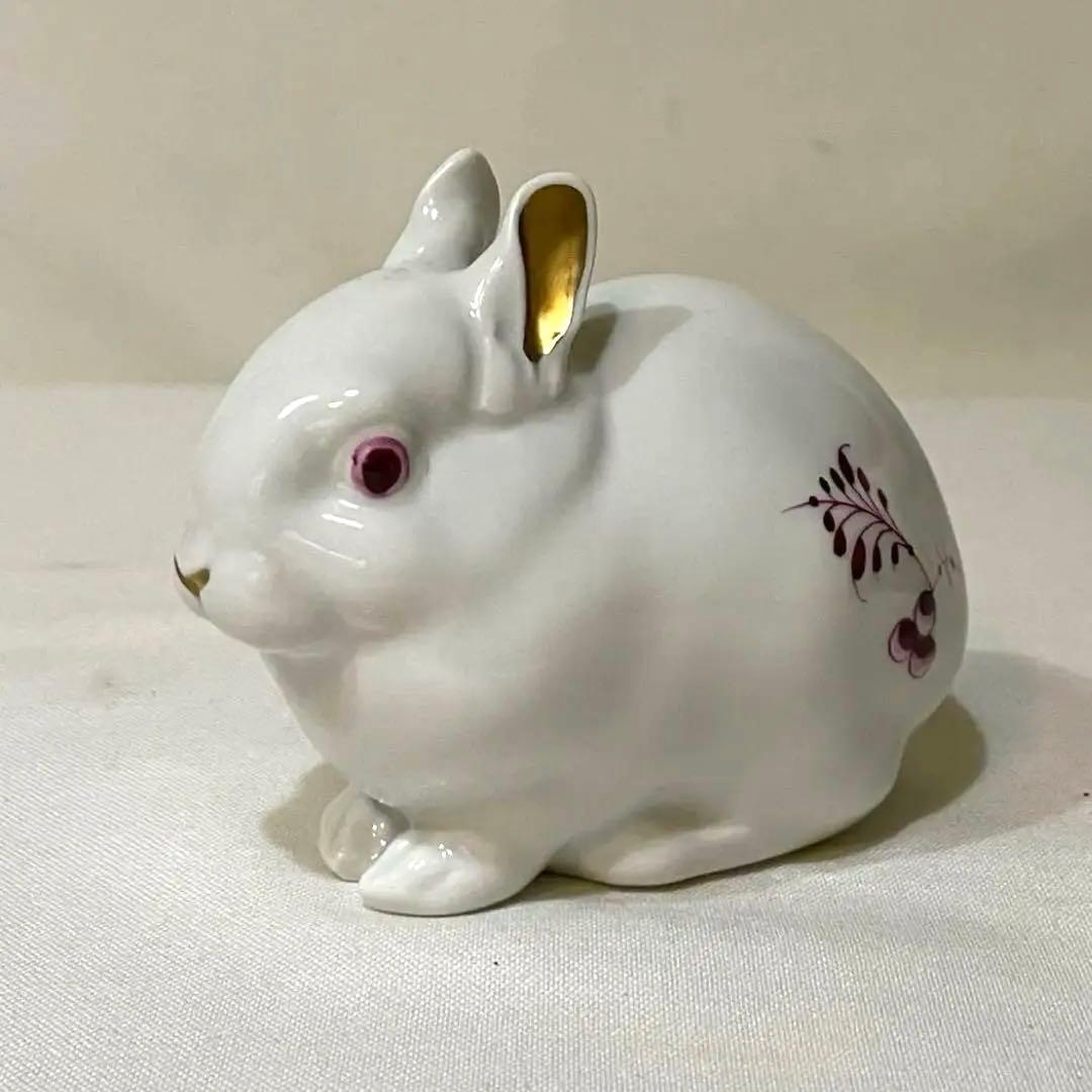 超美品　ロイヤルコペンハーゲン　ウサギ　バーガンディ　置物　フィギュリン　兎