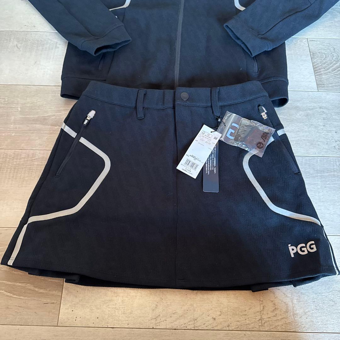 新品PGG レディース ゴルフ セットアップ　スカート L ネイビー