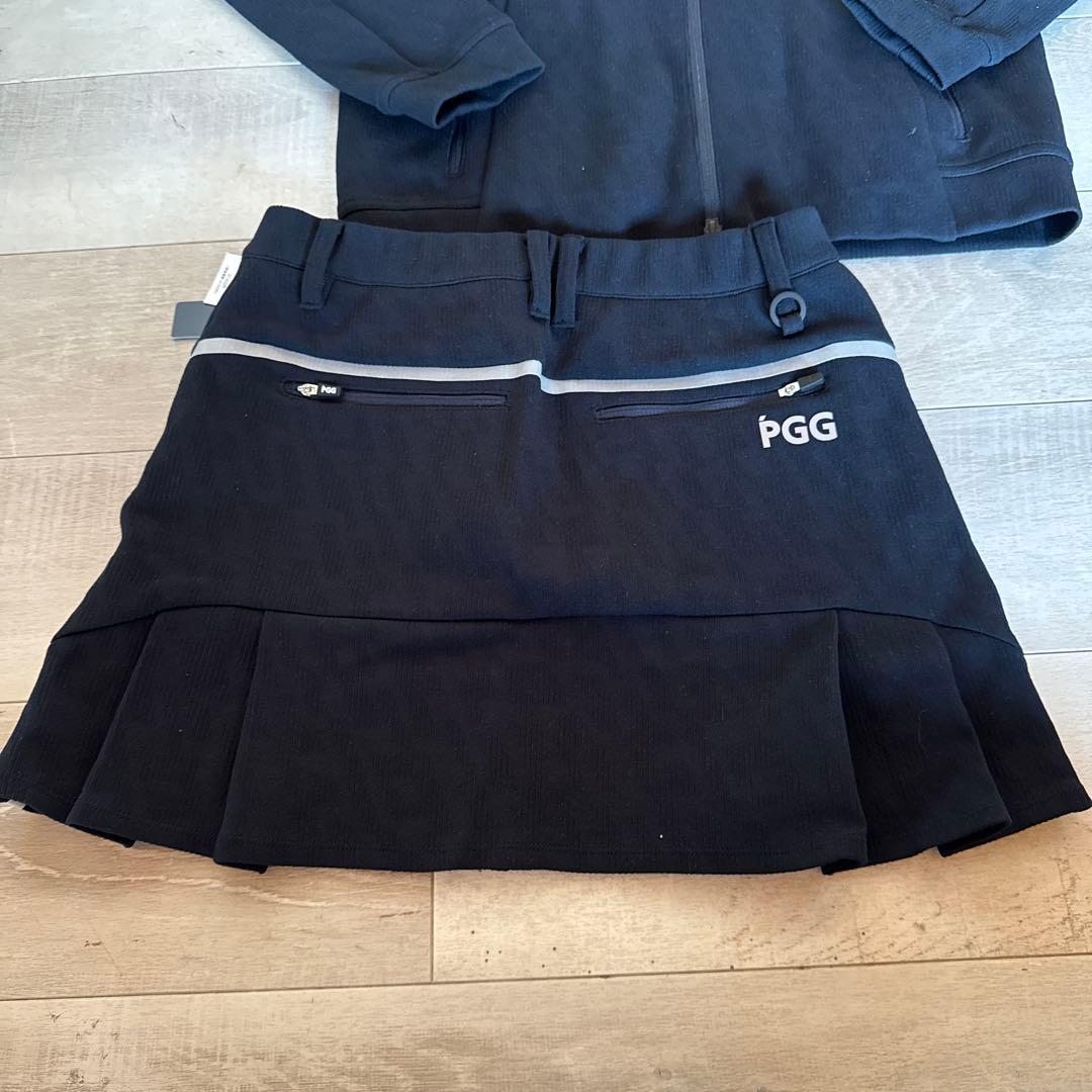 新品PGG レディース ゴルフ セットアップ　スカート L ネイビー