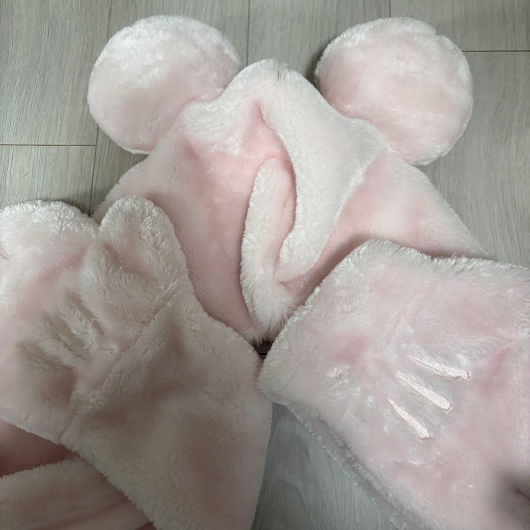 ディズニー マフラーキャップ ピンク　ミニー　ミッキー　カチューシャ