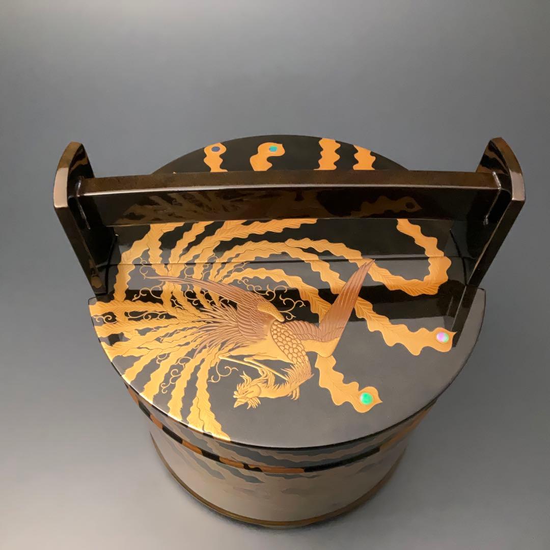 鳳凰蒔絵　手桶水指 輪島 谷内一則（紫香）共箱 6R1180A