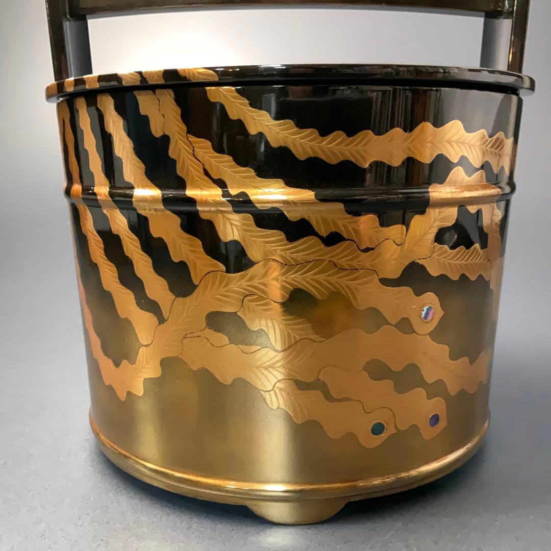 鳳凰蒔絵　手桶水指 輪島 谷内一則（紫香）共箱 6R1180A