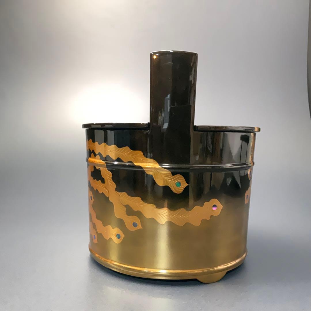 鳳凰蒔絵　手桶水指 輪島 谷内一則（紫香）共箱 6R1180A