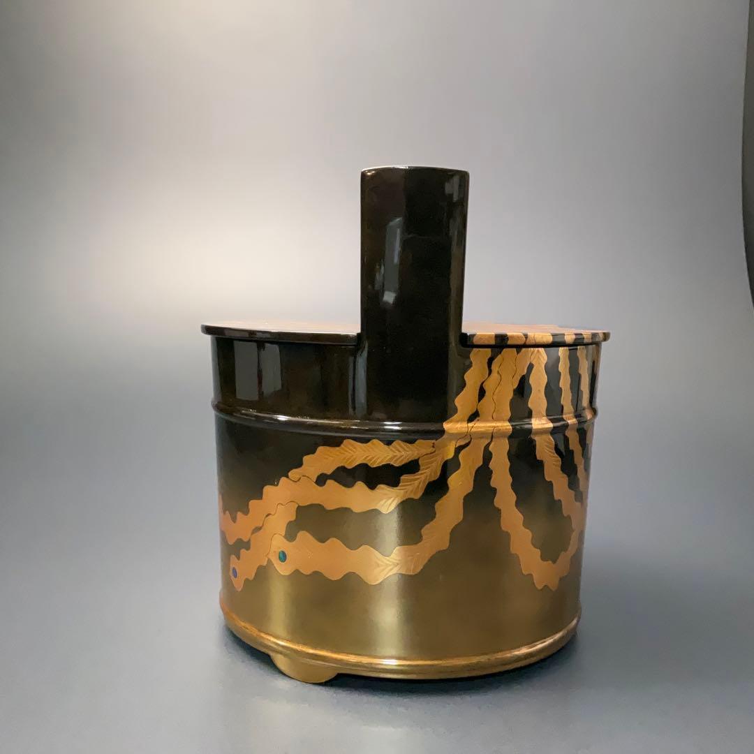 鳳凰蒔絵　手桶水指 輪島 谷内一則（紫香）共箱 6R1180A