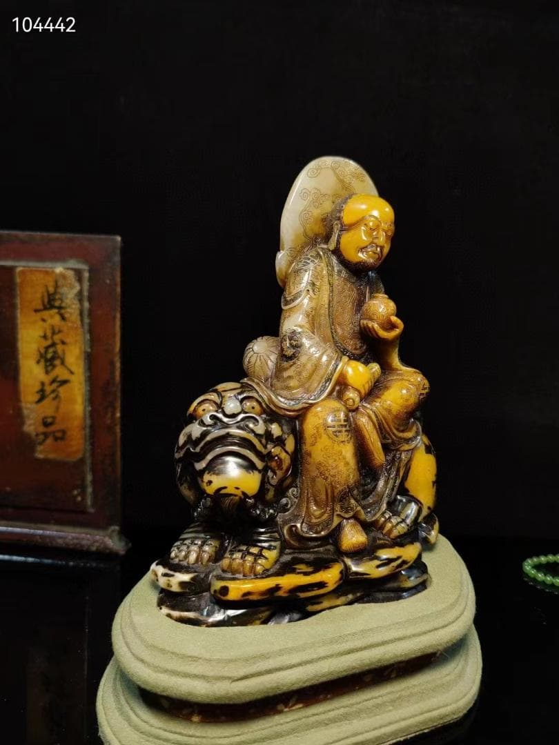 中国古美術・笑狮羅漢・寿山石田黄羅漢の印鑑・置物・文房具・書道品・風水