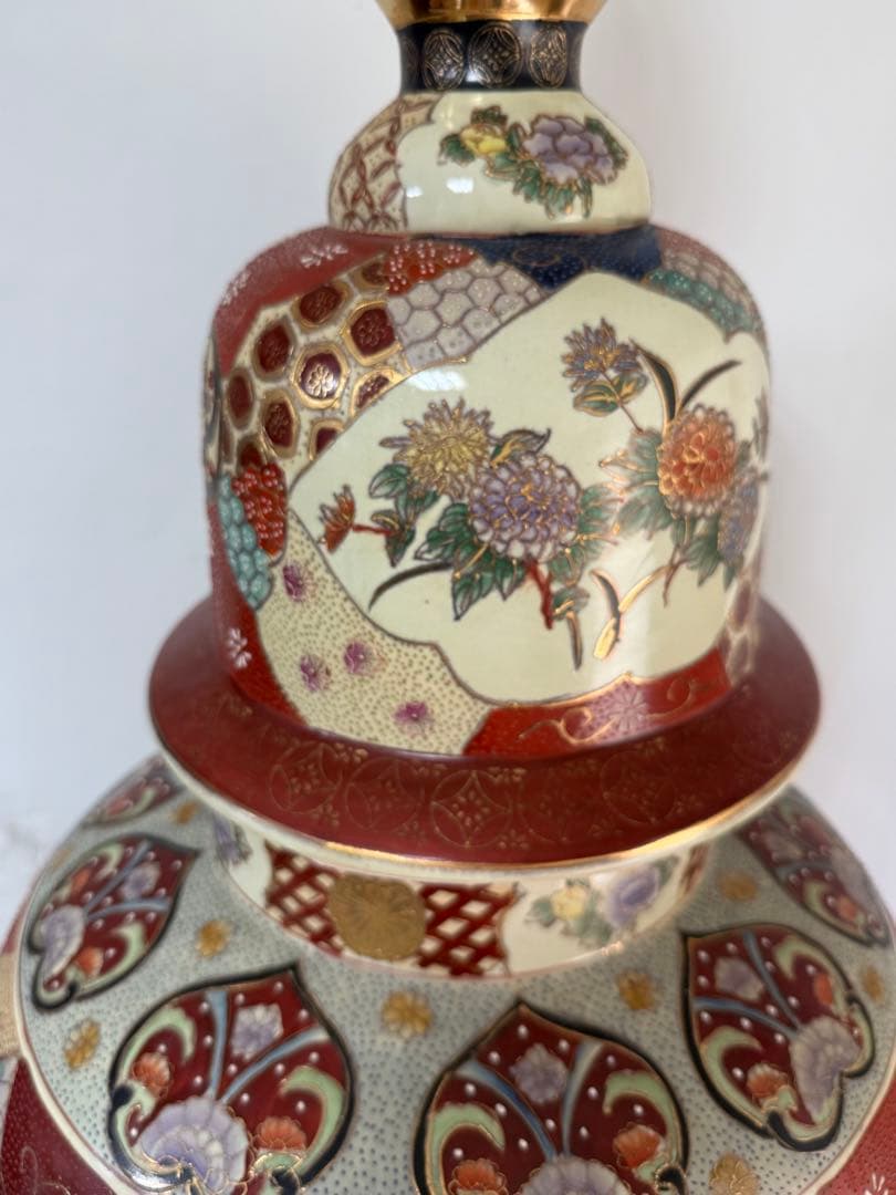 T96 豪華インテリア 薩摩焼沈香壺 高さ130㎝ 美人画図