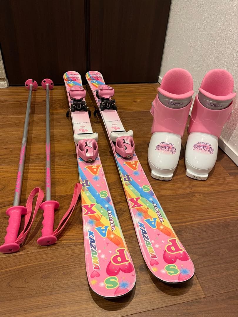 KAZAMA カザマ　SPAX キッズ スキー106㎝　ストック　ブーツ　セット