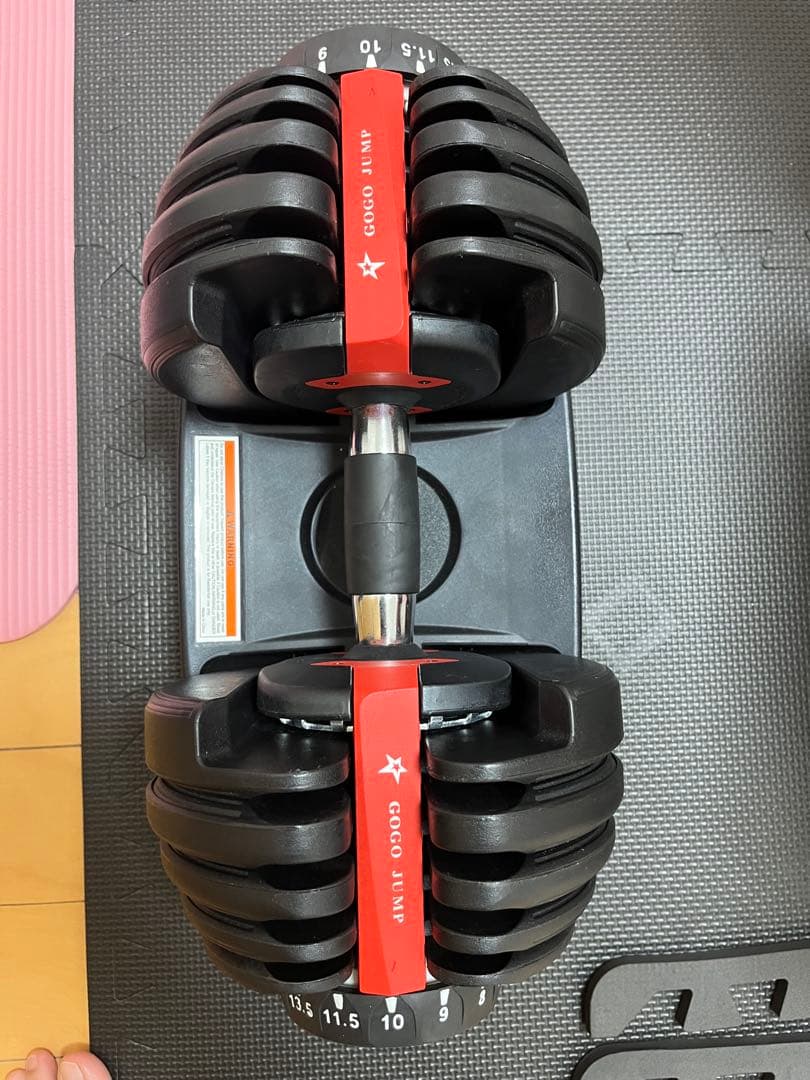 GOGOGUMP トレーニングベンチ 黒/赤 ダンベル、マット付き