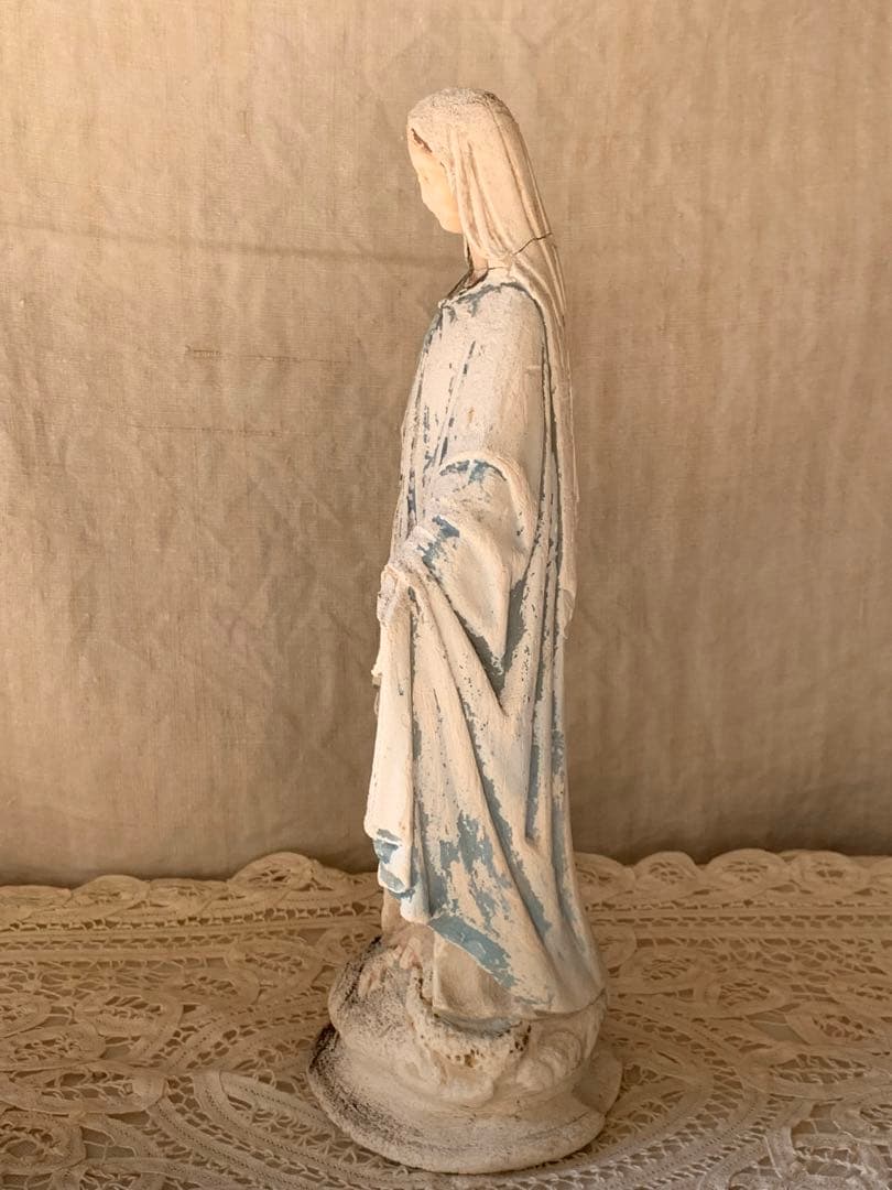 フランスアンティーク 聖母マリア 無限罪のマリア 不思議のメダイ 石膏像