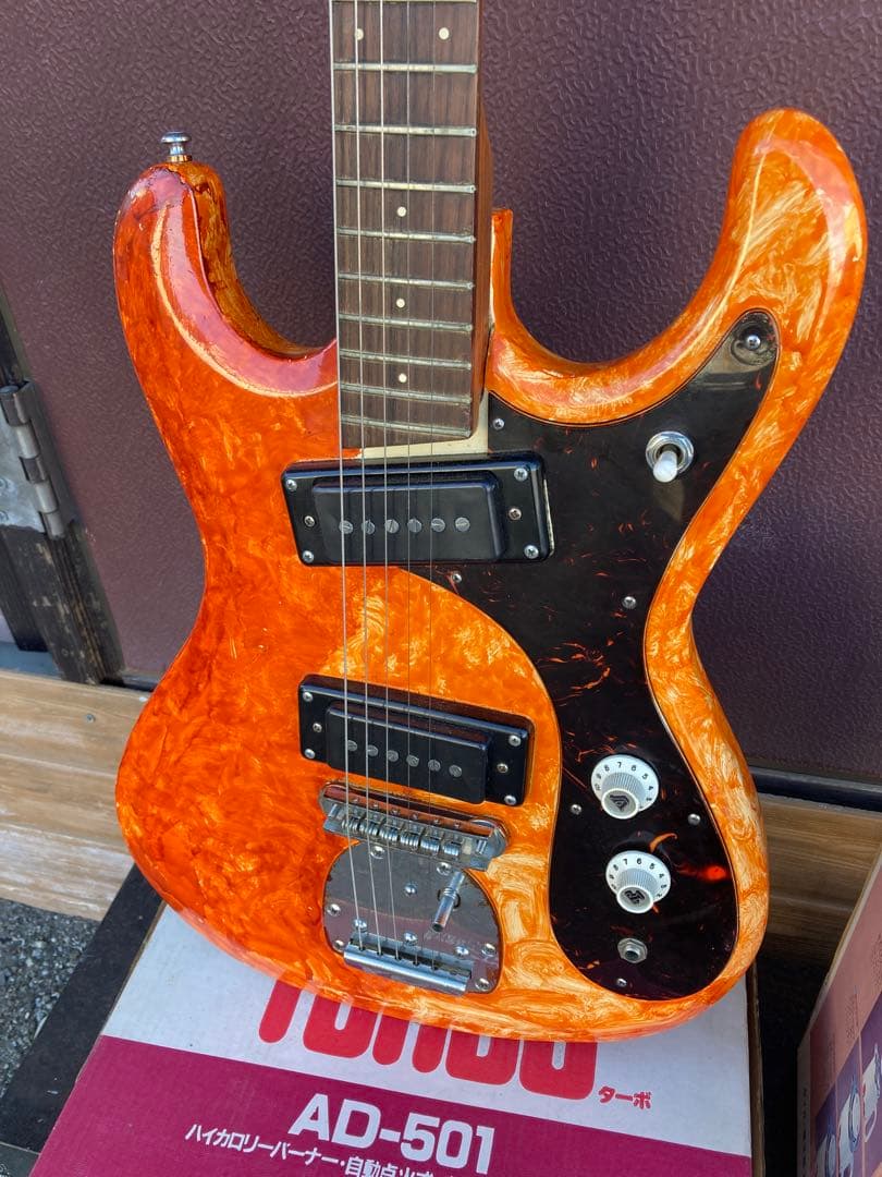 オレンジ マーブル エレキギター ハムバッカー
