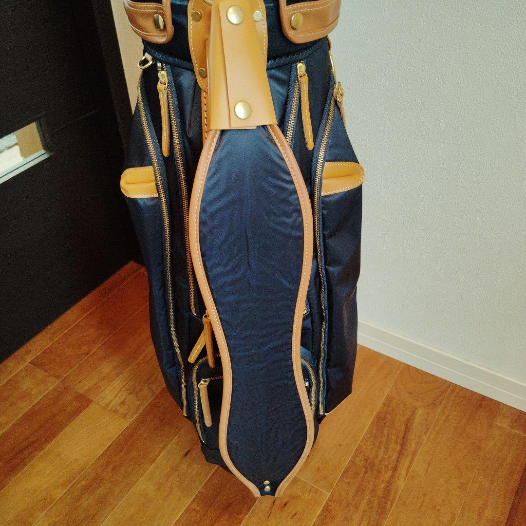 考英舎 ハンドメイド 高密度ツイルナイロン キャディバッグ ネイビー×ライト