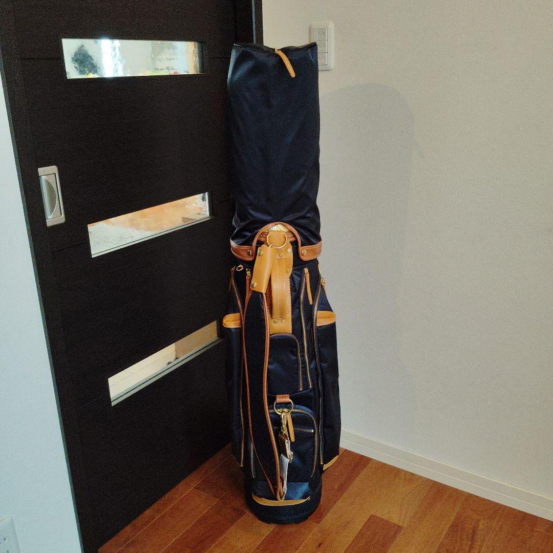 考英舎 ハンドメイド 高密度ツイルナイロン キャディバッグ ネイビー×ライト