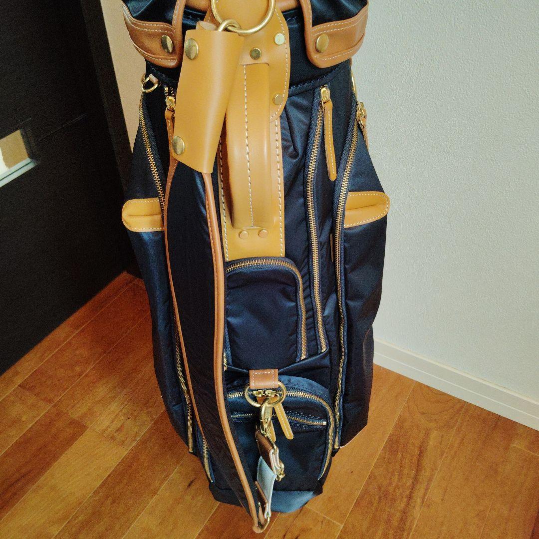 考英舎 ハンドメイド 高密度ツイルナイロン キャディバッグ ネイビー×ライト