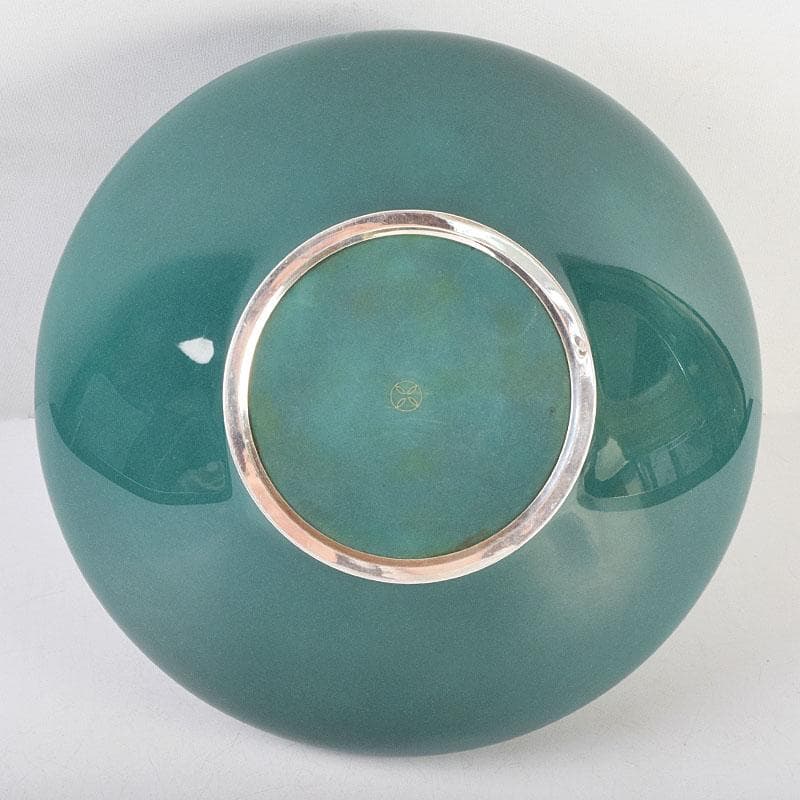 七宝焼　安藤七宝店　純銀刻印　紫陽花文　花瓶　時代箱付　U　R9192B