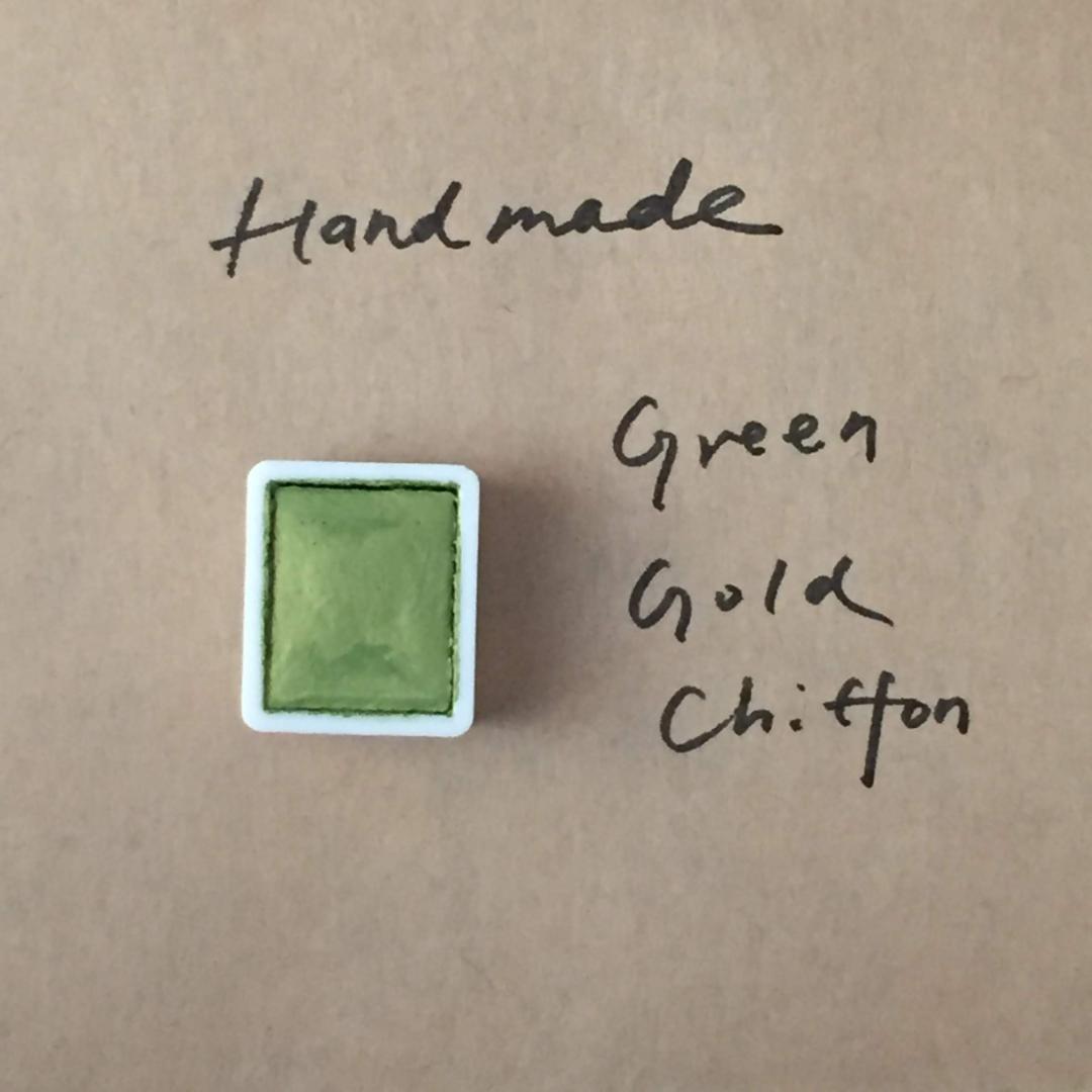 画材 Green gold chiffon