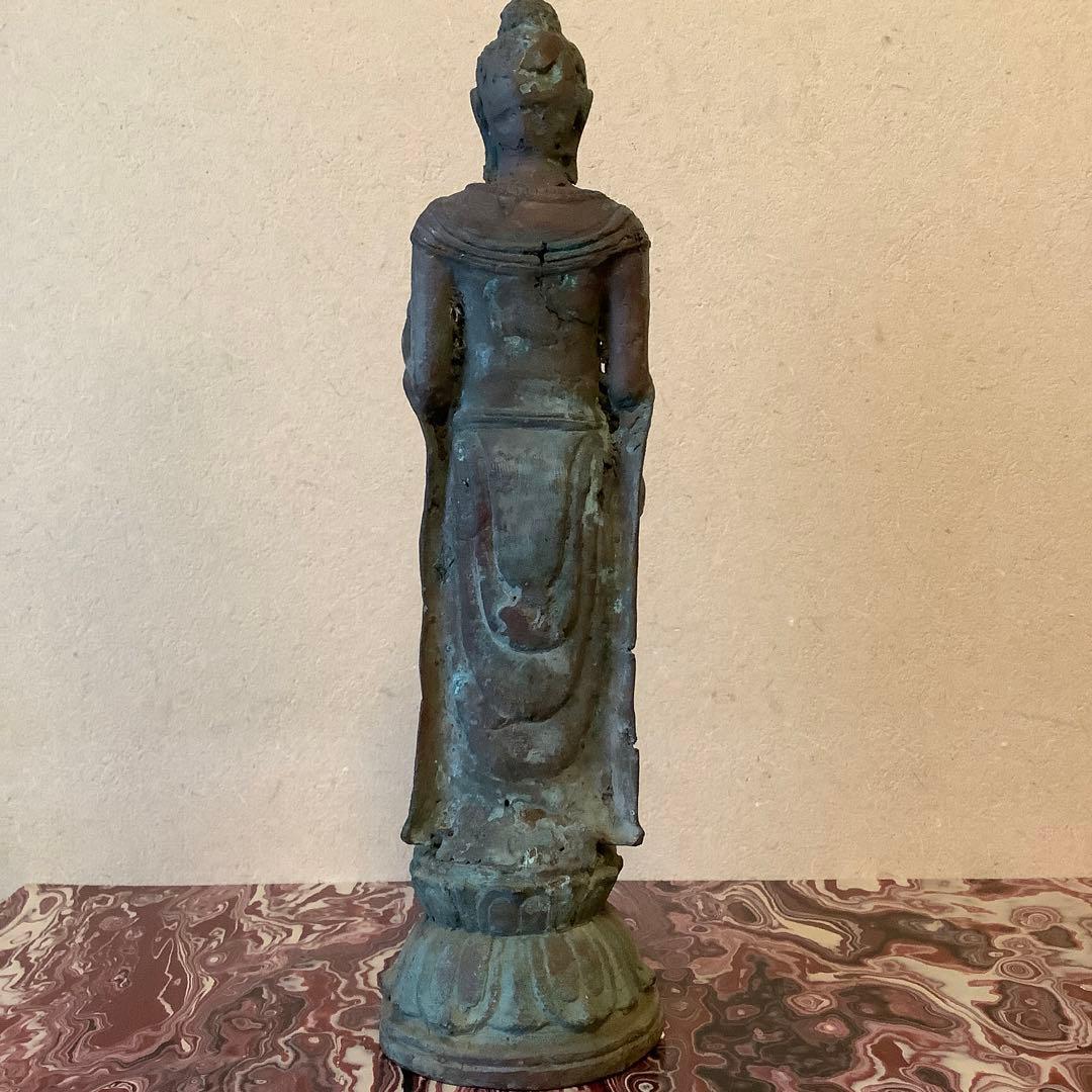 12〜13世紀インド「仏釈迦牟尼仏像」仏陀・クシャーン朝・マトゥラー発掘青銅仏