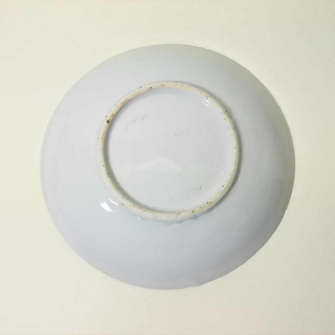 中国　明末清初　古染付　蝶　草花　皿　骨董品　アンティーク