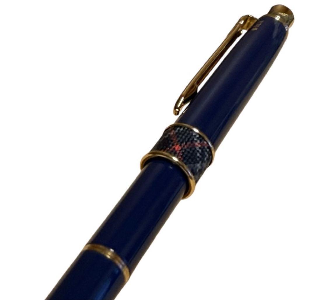 美品 Burberry バーバリー 多機能ボールペン ネイビー ノバチェック