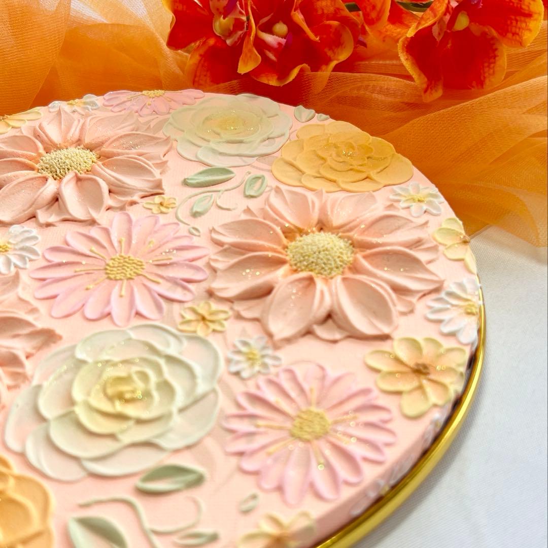 テクスチャーアート　絵画　インテリアアート　花　立体　絵　北欧インテリア　花の絵