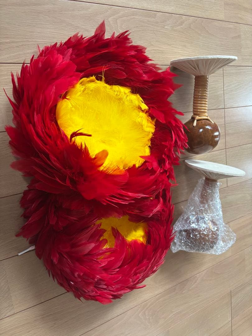 着脱式フラダンス用 タヒチ　赤と黄色ウリウリ　　分離