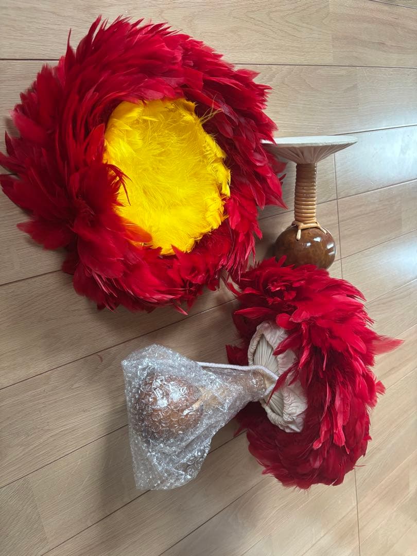 着脱式フラダンス用 タヒチ　赤と黄色ウリウリ　　分離